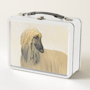 Afghan Hound Painting - Cute Original Dog Art Metal Lunch Box
