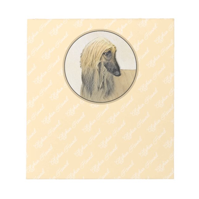 Afghan Hound Painting - Cute Original Dog Art Notepad (Front)