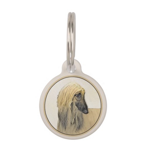 Afghan Hound Painting _ Cute Original Dog Art Pet ID Tag