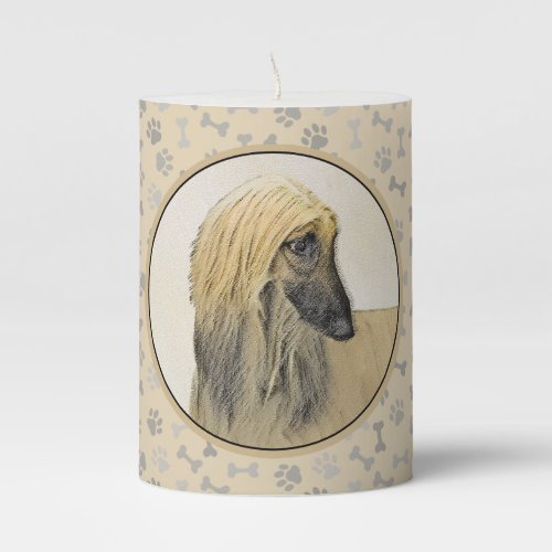 Afghan Hound Painting _ Cute Original Dog Art Pillar Candle