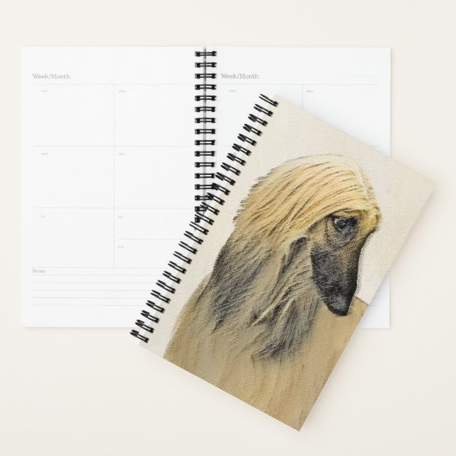 Afghan Hound Painting - Cute Original Dog Art Planner (Display)