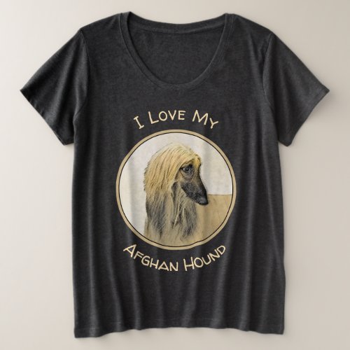 Afghan Hound Painting _ Cute Original Dog Art Plus Size T_Shirt