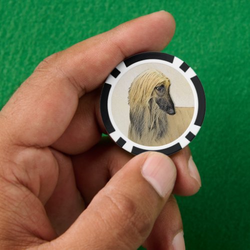 Afghan Hound Painting _ Cute Original Dog Art Poker Chips