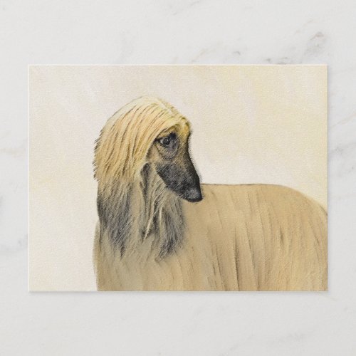 Afghan Hound Painting _ Cute Original Dog Art Postcard