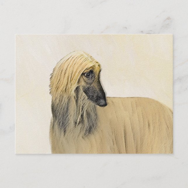 Afghan Hound Painting - Cute Original Dog Art Postcard (Front)