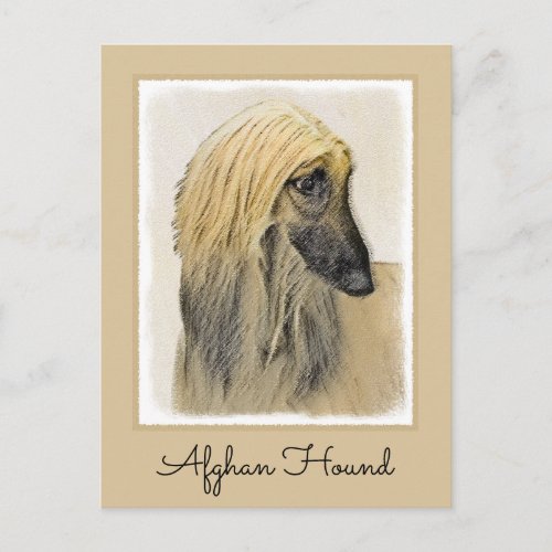 Afghan Hound Painting _ Cute Original Dog Art Postcard