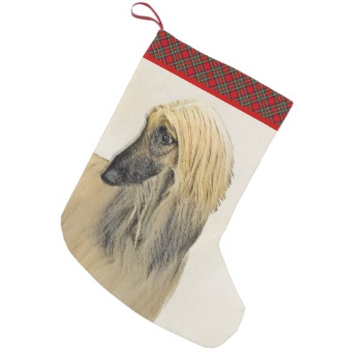 Afghan Hound Painting _ Cute Original Dog Art Small Christmas Stocking