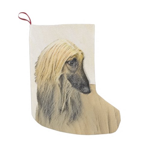 Afghan Hound Painting _ Cute Original Dog Art Small Christmas Stocking