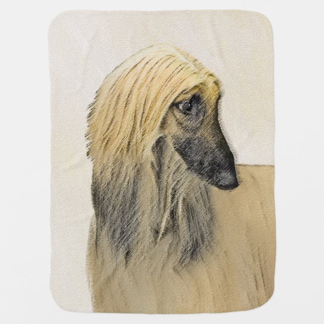 Afghan Hound Painting - Cute Original Dog Art Stroller Blanket (Front)
