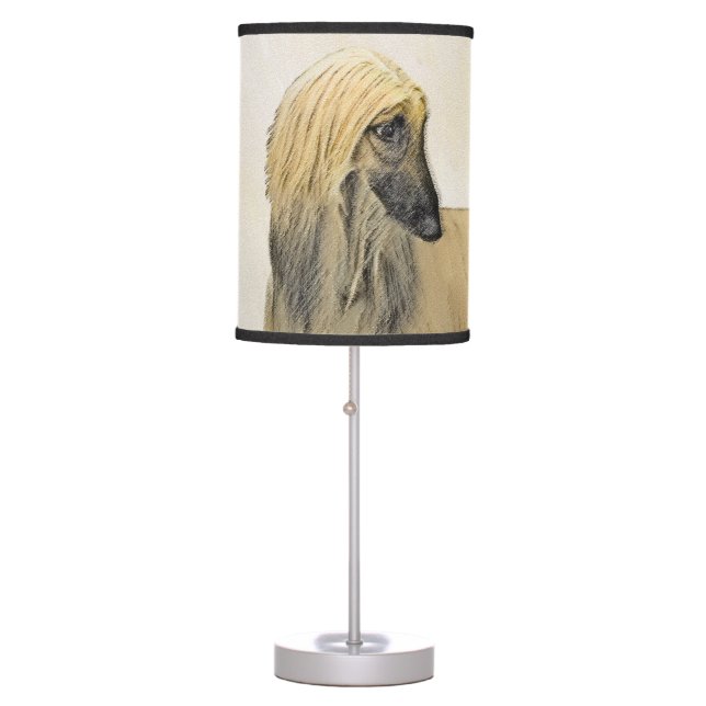 Afghan Hound Painting - Cute Original Dog Art Table Lamp (Front)