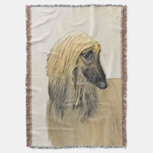 Afghan Hound Painting _ Cute Original Dog Art Throw Blanket