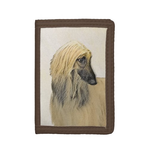 Afghan Hound Painting _ Cute Original Dog Art Trifold Wallet