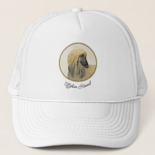Afghan Hound Painting - Cute Original Dog Art Trucker Hat