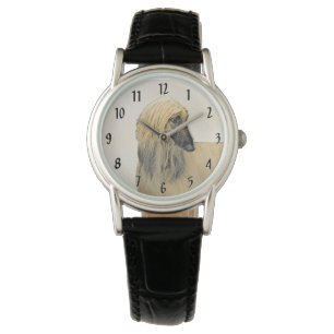 Afghan Hound Painting - Cute Original Dog Art Watch