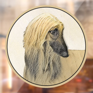 Afghan Hound Painting - Cute Original Dog Art Window Cling