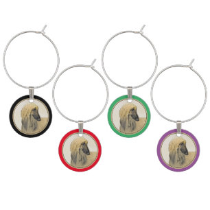 Afghan Hound Painting - Cute Original Dog Art Wine Charm