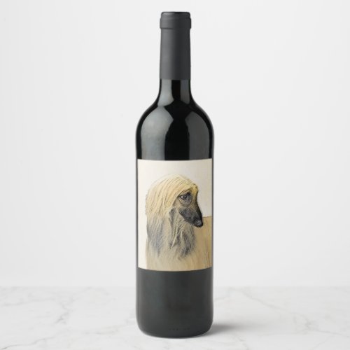 Afghan Hound Painting _ Cute Original Dog Art Wine Label