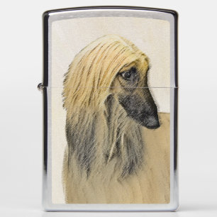 Afghan Hound Painting - Cute Original Dog Art Zippo Lighter