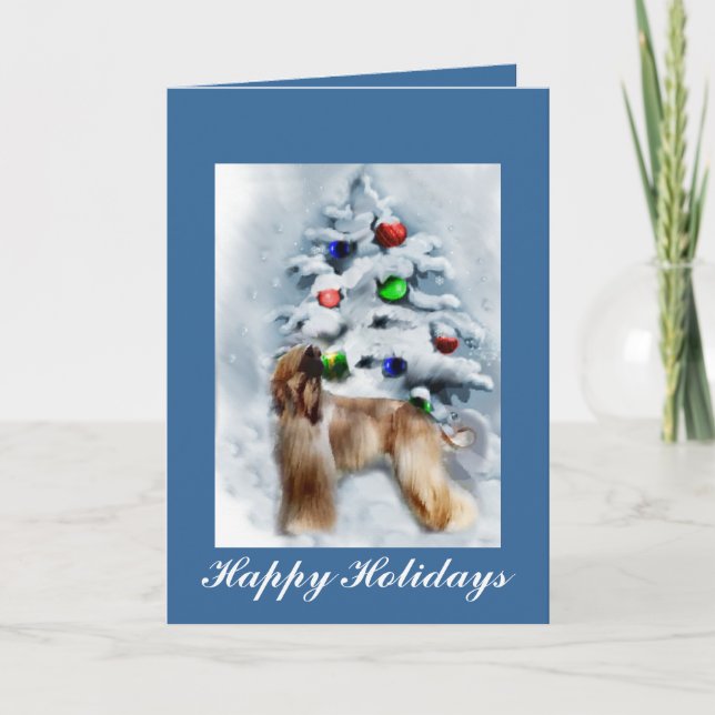 Afghan Hound Personalized Christmas Cards (Front)