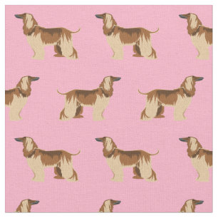 afghan hound pink dog fabric