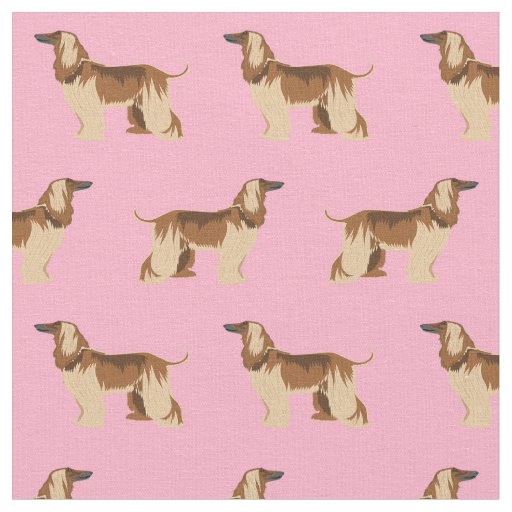 afghan hound pink dog fabric