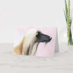 Afghan Hound Profile Dog Art Greeting Card 5x7