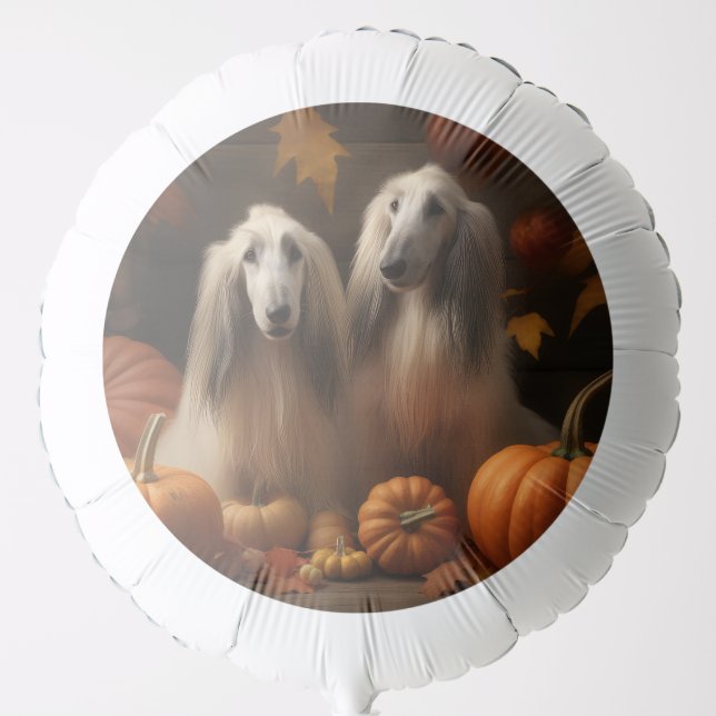 afghan hound Puppy Autumn Delight Pumpkin Balloon (Front)