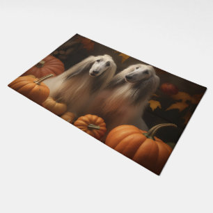 afghan hound Puppy Autumn Delight Pumpkin Doormat