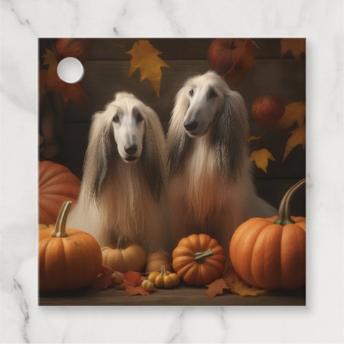 afghan hound Puppy Autumn Delight Pumpkin Favor Tags