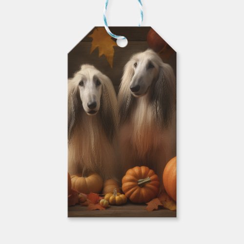 afghan hound Puppy Autumn Delight Pumpkin Gift Tags