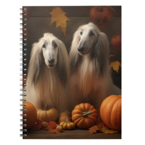 afghan hound Puppy Autumn Delight Pumpkin Notebook