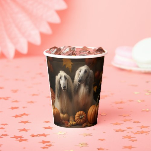 afghan hound Puppy Autumn Delight Pumpkin Paper Cups