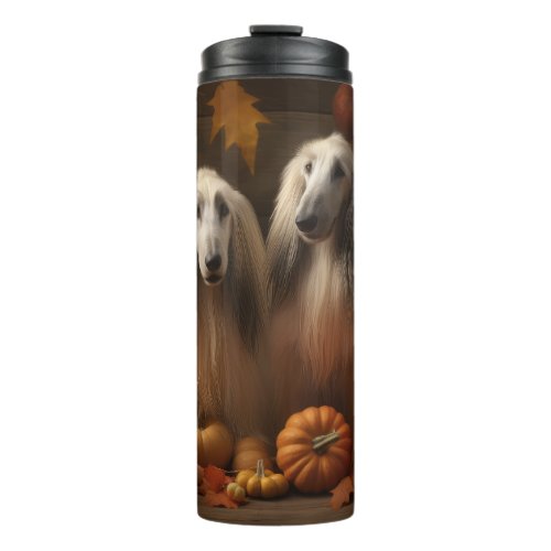 afghan hound Puppy Autumn Delight Pumpkin Thermal Tumbler