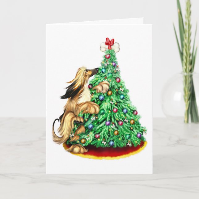 Afghan Hound Reach Goals BM Red Holiday Card (Front)