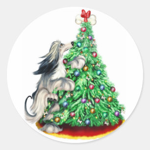 Afghan Hound Reach Goals Domino Blue Cream Classic Round Sticker