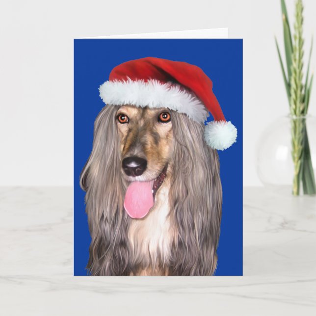 Afghan Hound Santa Claus - Customized Holiday Card (Front)