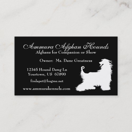Afghan Hound Silhouette Business Cards
