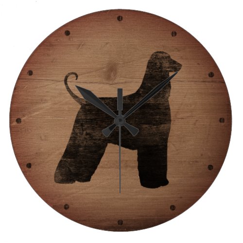 Afghan Hound Silhouette Rustic Large Clock
