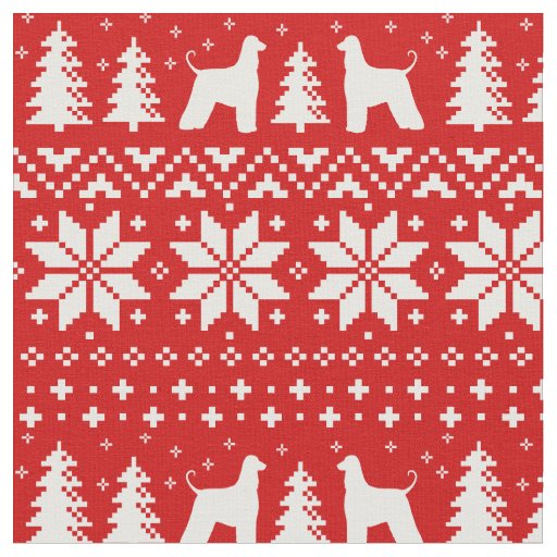 Afghan Hound Silhouettes Christmas Holiday Fabric