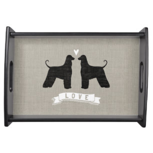 Afghan Hound Silhouettes Love Serving Tray
