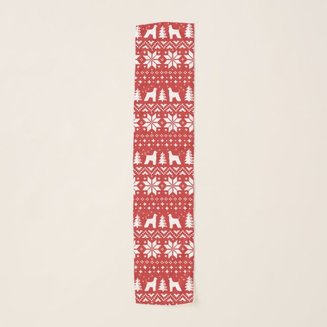 Afghan Hound Silhouettes Red Christmas Pattern Scarf (Front)