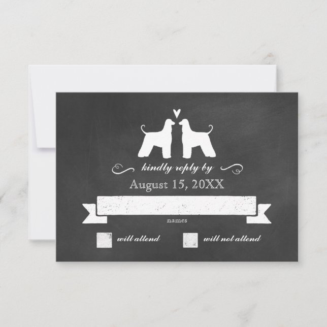 Afghan Hound Silhouettes Wedding RSVP Response (Front)
