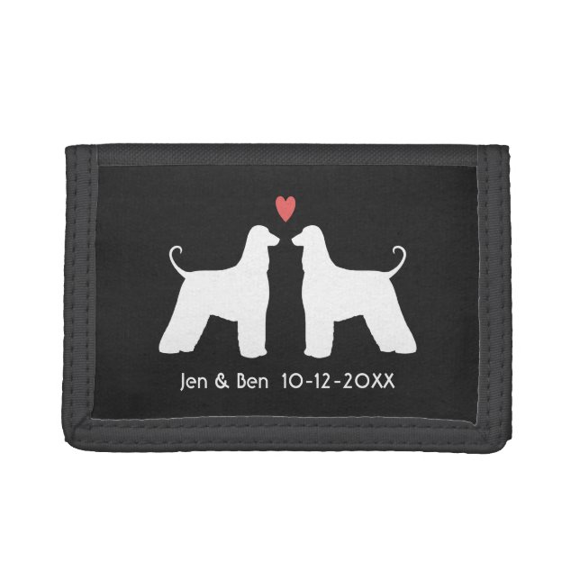 Afghan Hound Silhouettes with Heart and Text Trifold Wallet (Front)