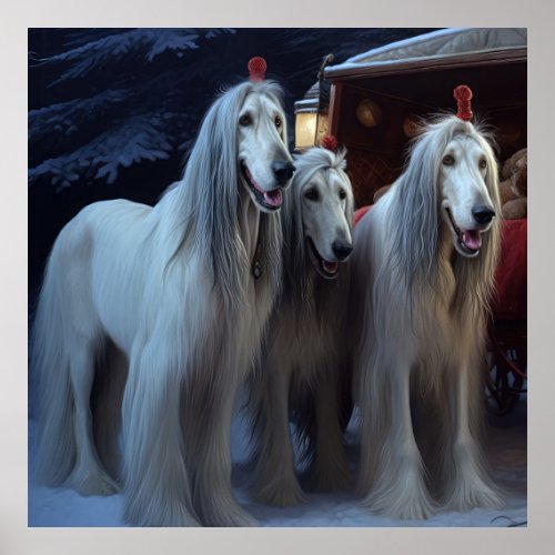Afghan Hound Snowy Sleigh Ride Christmas Decor