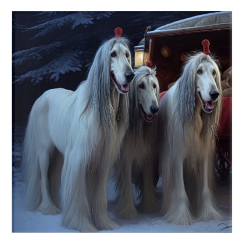 Afghan Hound Snowy Sleigh Ride Christmas Decor