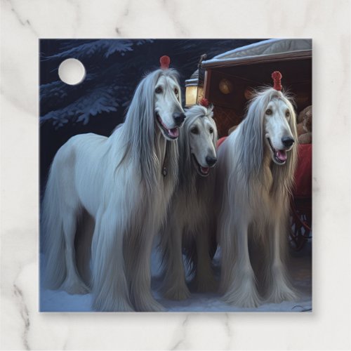 Afghan Hound Snowy Sleigh Ride Christmas Decor Favor Tags