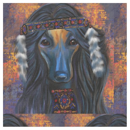 Afghan Hound Southwestern Art Fabric