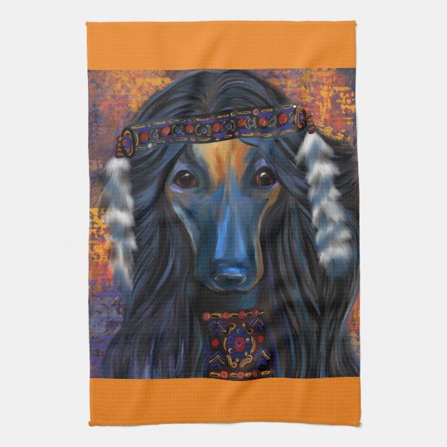 Afghan Hound  Southwestern  Art   Kitchen Towel (Vertical)