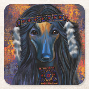 Afghan Hound Square Paper Coaster