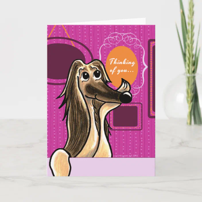 Afghan Hound Brown Dog Ornament and Thinking of You Greeting Card 
